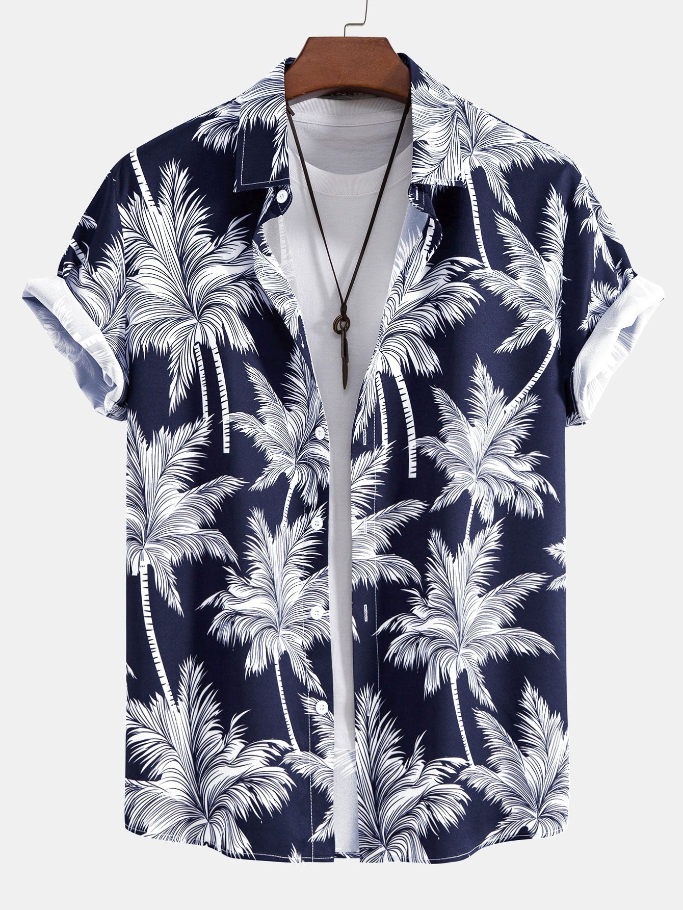 Ryan - Palm Tree Print Button Up Shirt & Swim Short