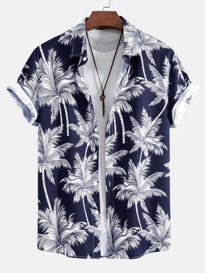 Ryan - Palm Tree Print Button Up Shirt & Swim Short