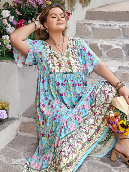 Stevie - Boho Floral Maxi Dress – Plus Size