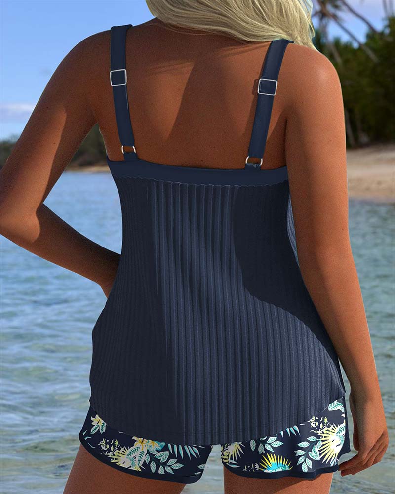 Olivia | Striped Tankini with Two-Piece Beach Bottom