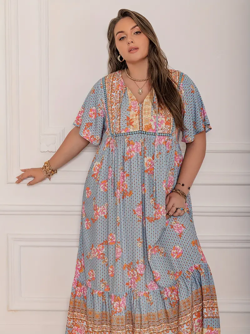 Roxy - Boho Floral Maxi Dress – Plus Size