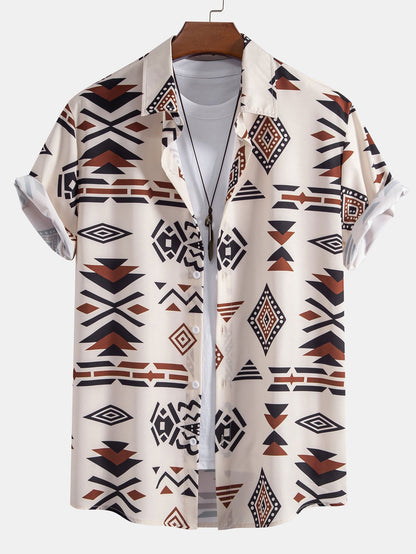 Scott - Aztec Geometric Print Shirt & Swim Shorts