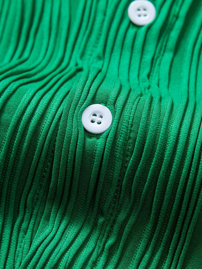 Joshua - Wave Textured Button Up Shirt & Shorts