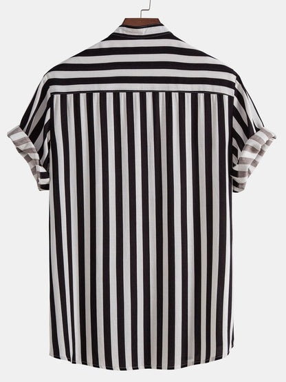 Travis - Striped Stand Collar Shirt & Swim Shorts