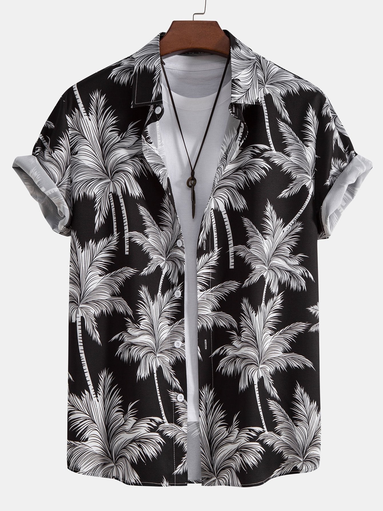 Ryan - Palm Tree Print Button Up Shirt & Swim Short