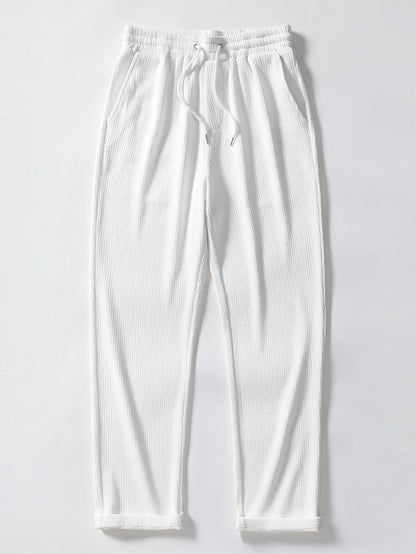 Cooper - Stripe Jacquard Knit Polo Shirt & Straight Leg Ribbed Pants