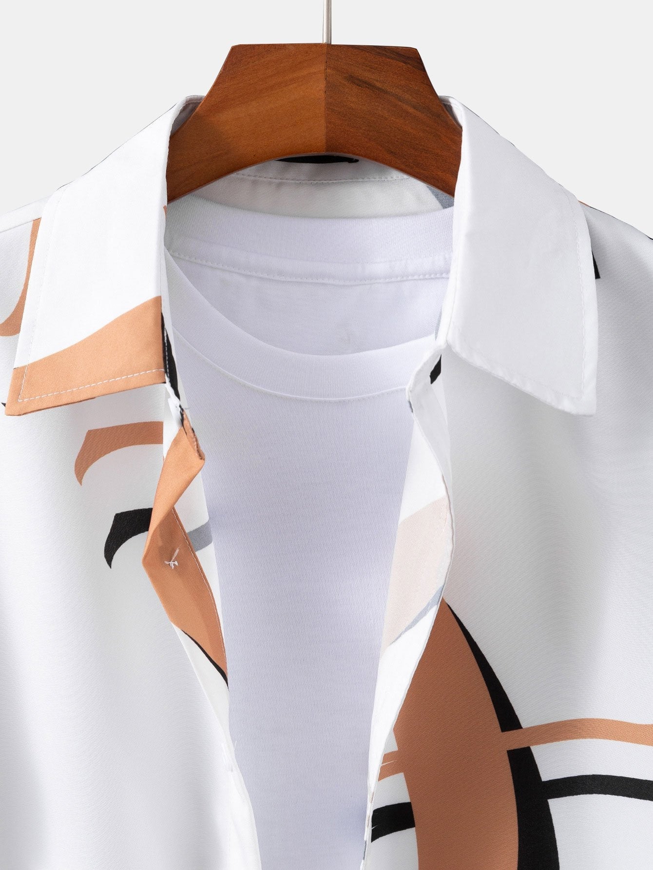 Daniel - Abstract Print Button Up Shirt #Random Pattern Design# & Swim Shorts