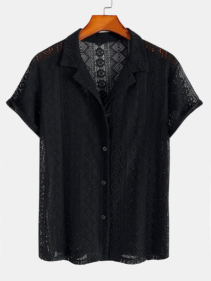 Harry - Geometry Textured Cuban Shirt & Shorts