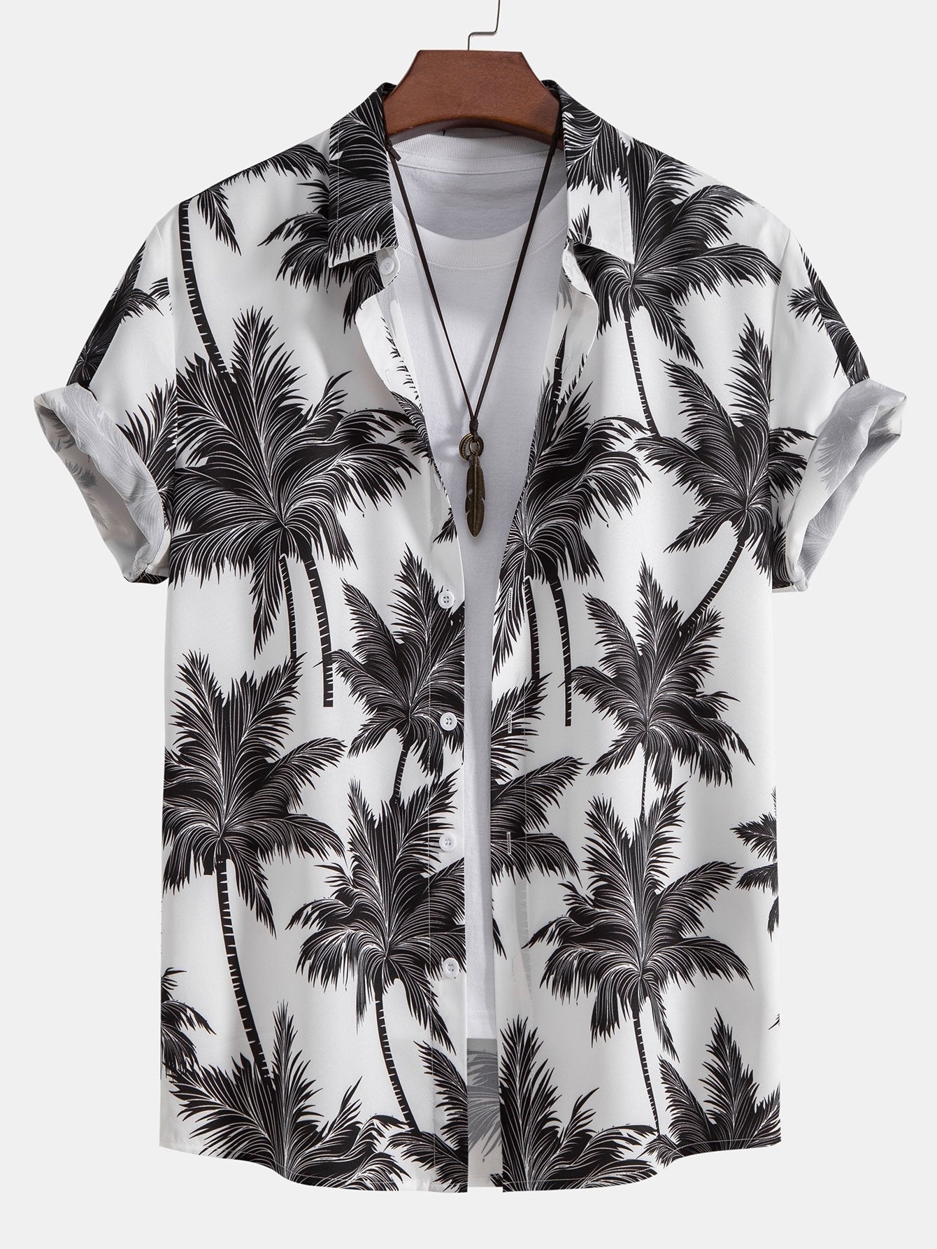 Ryan - Palm Tree Print Button Up Shirt & Swim Short