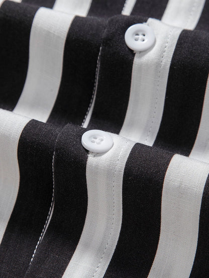 Travis - Striped Stand Collar Shirt & Swim Shorts