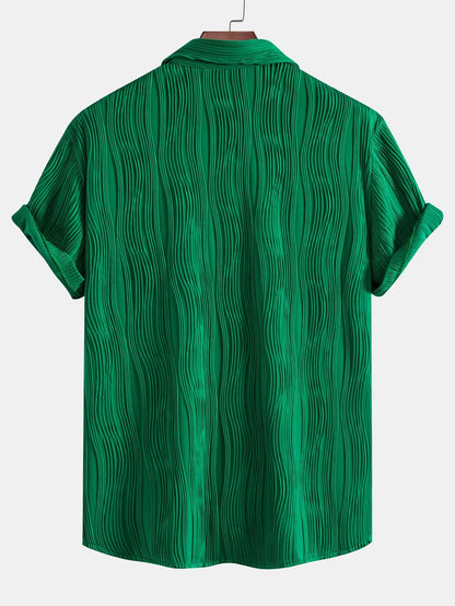 Joshua - Wave Textured Button Up Shirt & Shorts