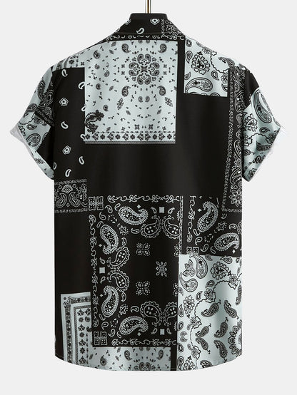 Ethan - Paisley Patchwork Print Shirt #Random pattern design# & Swim Shorts